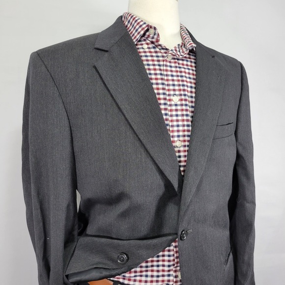 JOS A BANK Men's Sport Coat‎ Blazer Two Button Gordon Charcaol Gray 42R - Picture 8 of 14